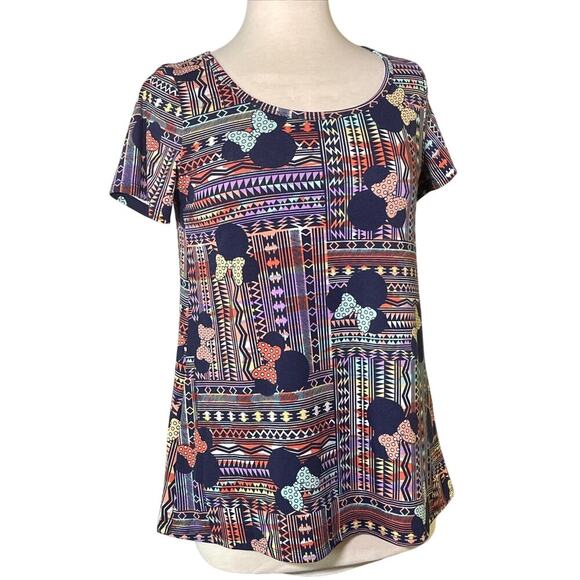 LulaRoe Disney Classic T-Shirt Womens XS Multicolor Minnie Mouse Aztec Colorful - Picture 1 of 4